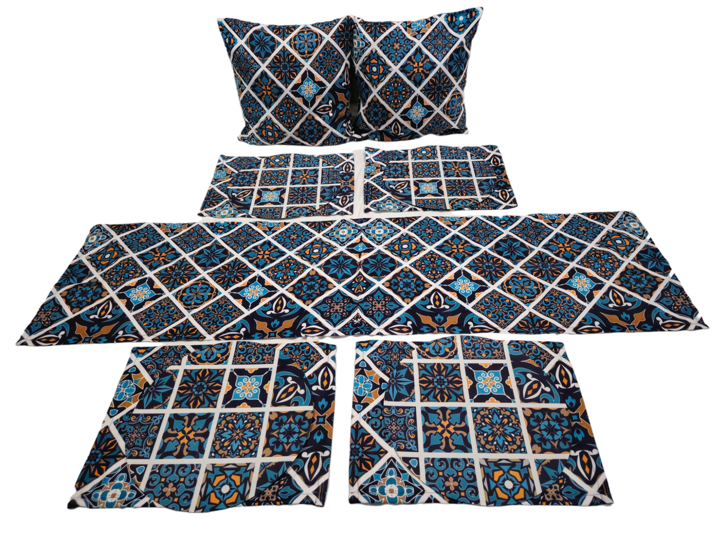Turkish cotton kitchen décor, place mats and table runners. Traditional Turkish designs. Kitchen and lounge decor, stylish and unique kitchen and lounge room items. Gift ideas, housewarming gift. Colourful home designs.