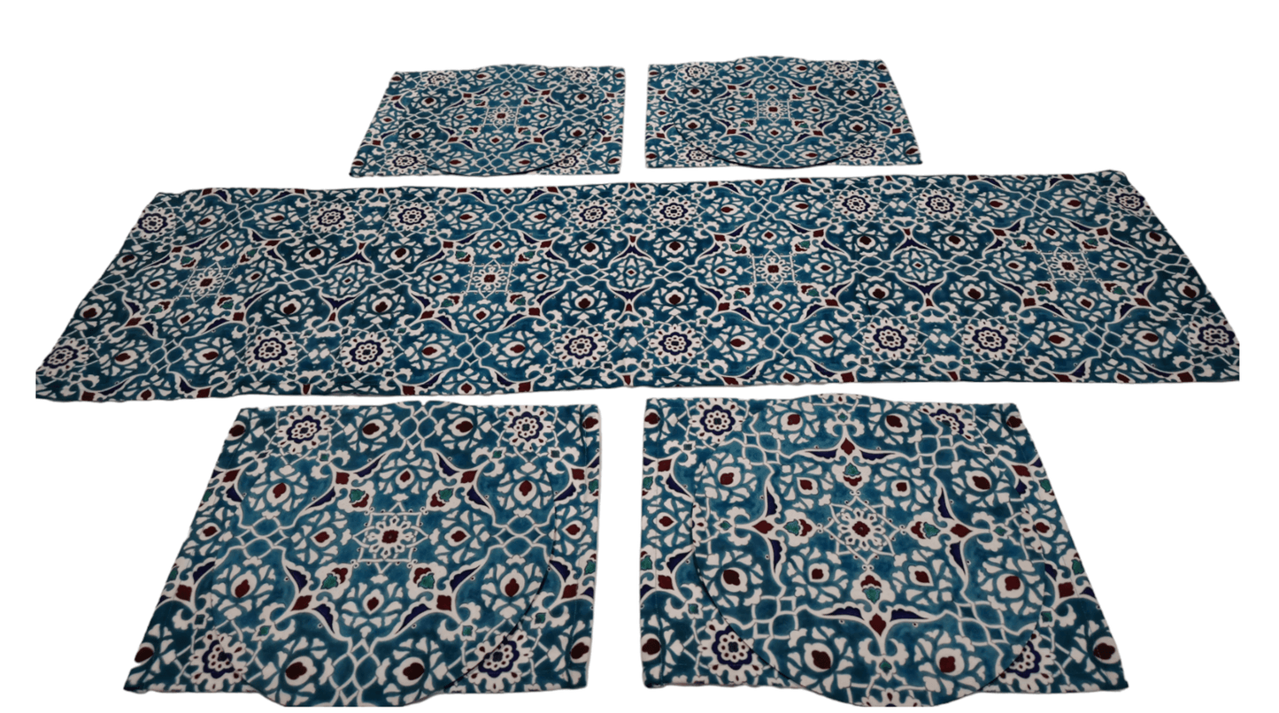 Turkish cotton kitchen décor, place mats and table runners. Traditional Turkish designs. Kitchen and lounge decor, stylish and unique kitchen and lounge room items. Gift ideas, housewarming gift. Colourful home designs.