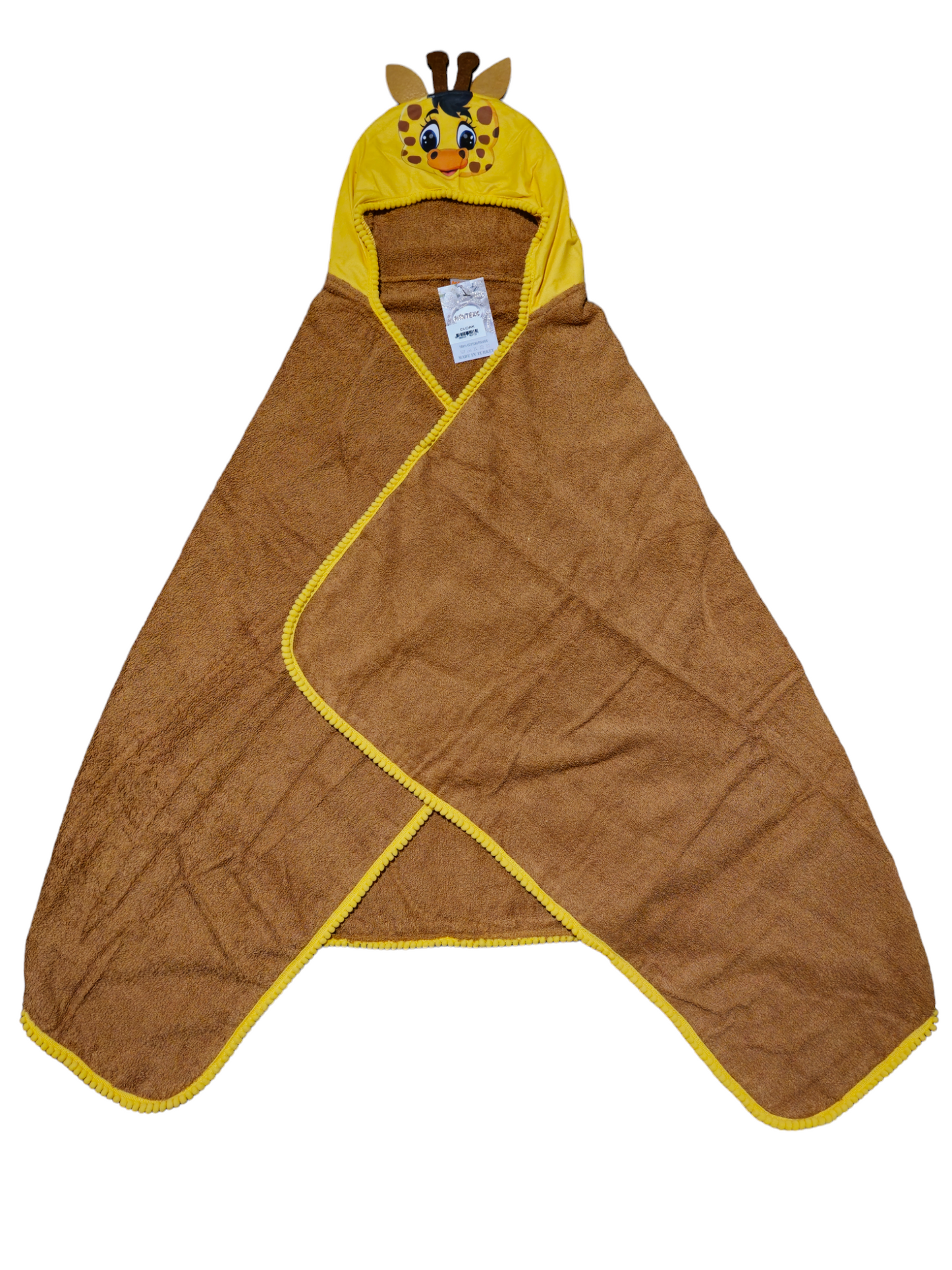 Kids Hooded Towel Brown Giraffe - My Home Exclusive 100% cotton soft and absorbent kids bathrobes, perfect for bath or pool time. Kids bathrobes and towels, Turkish cotton colourful, unique and luxurious. Fun kids bath time, kids swimming lessons, bubble bath, pure cotton, gift ideas, pool party, children’s birthday present.