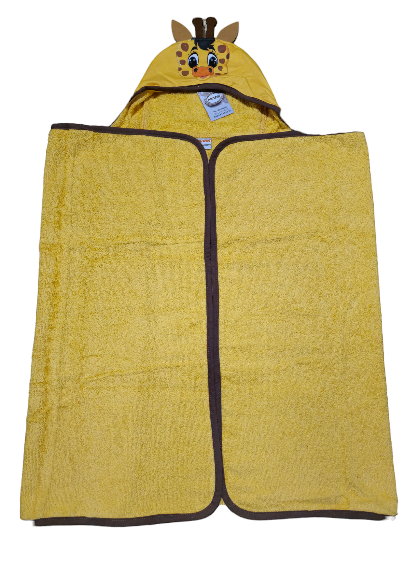 Kids Hooded Towel Yellow Giraffe - My Home Exclusive 100% cotton soft and absorbent kids bathrobes, perfect for bath or pool time. Kids bathrobes and towels, Turkish cotton colourful, unique and luxurious. Fun kids bath time, kids swimming lessons, bubble bath, pure cotton, gift ideas, pool party, children’s birthday present.