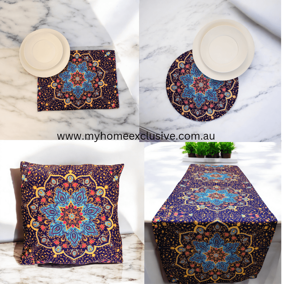 Turkish cotton kitchen décor, place mats and table runners. Traditional Turkish designs. Kitchen and lounge decor, stylish and unique kitchen and lounge room items. Gift ideas, housewarming gift. Colourful home designs.