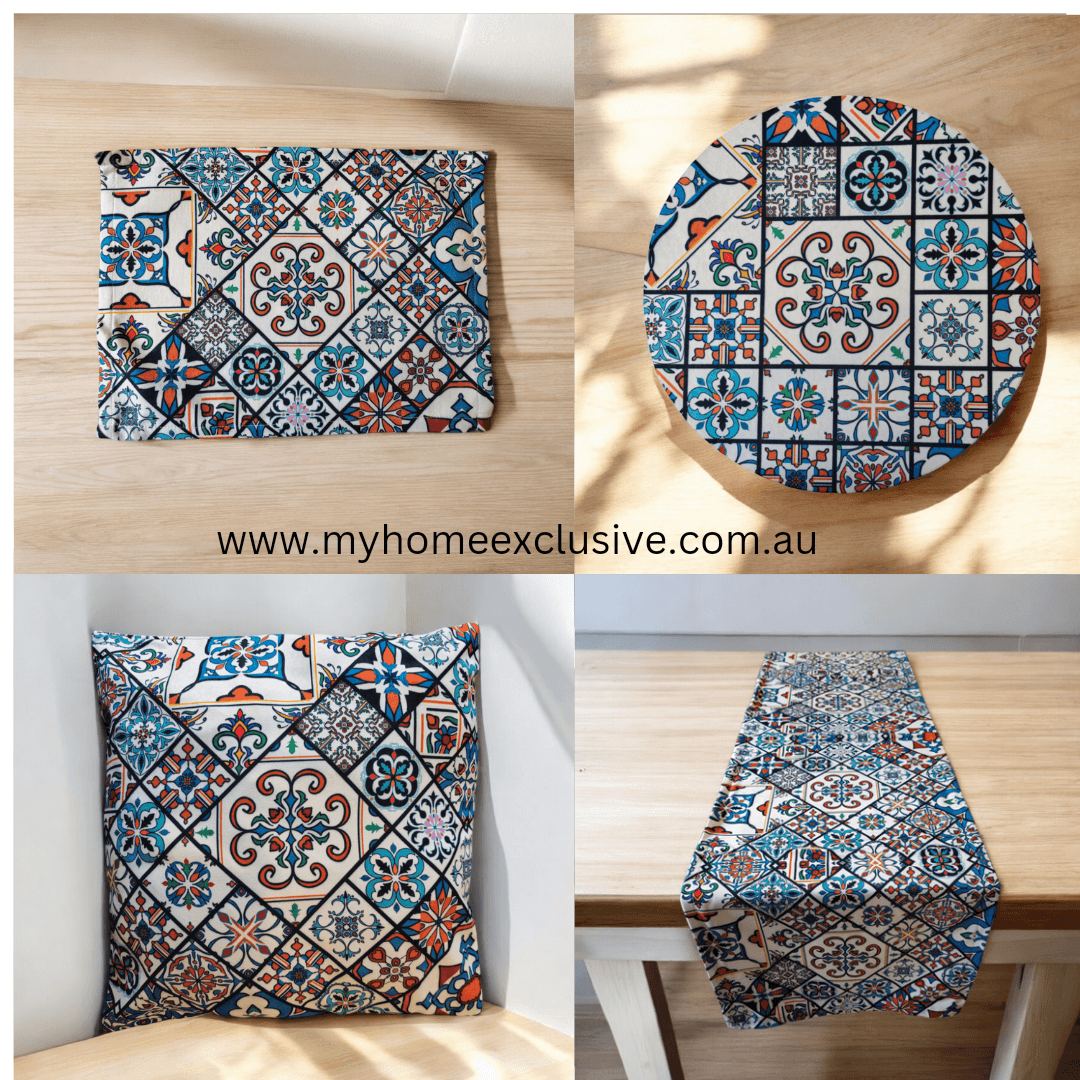 Turkish cotton kitchen décor, place mats and table runners. Traditional Turkish designs. Kitchen and lounge decor, stylish and unique kitchen and lounge room items. Gift ideas, housewarming gift. Colourful home designs.