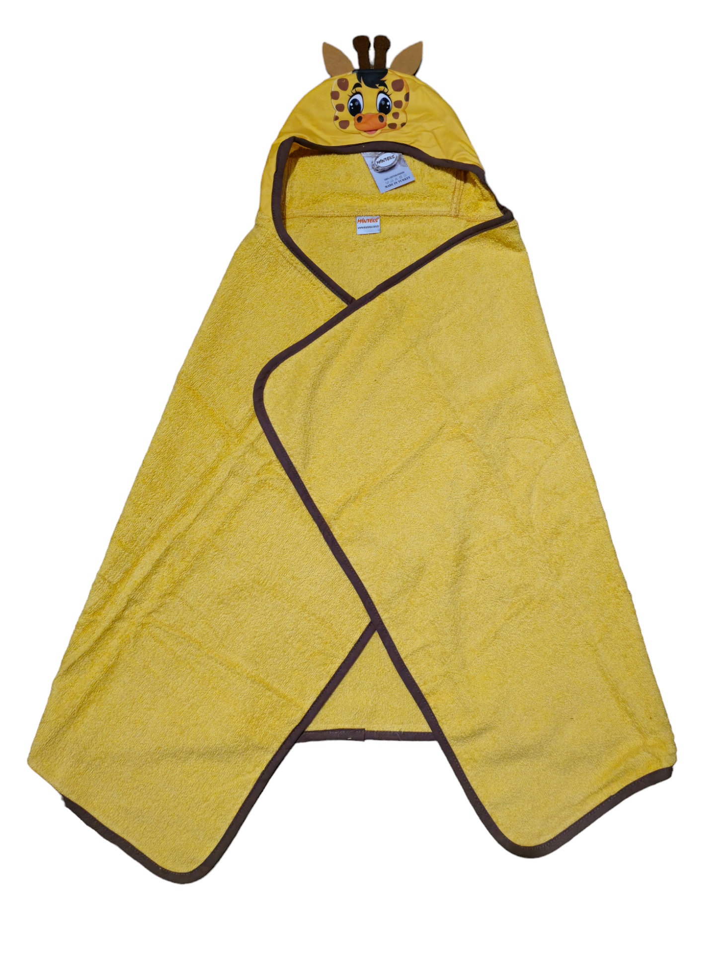 Kids Hooded Towel Yellow Giraffe - My Home Exclusive 100% cotton soft and absorbent kids bathrobes, perfect for bath or pool time. Kids bathrobes and towels, Turkish cotton colourful, unique and luxurious. Fun kids bath time, kids swimming lessons, bubble bath, pure cotton, gift ideas, pool party, children’s birthday present.