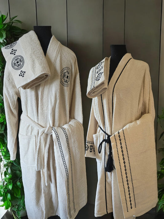 Turkish Cotton Towel and bathrobe Set My Home Exclusive. Quality Turkish cotton luxury towels and bathrobe sets. Luxurious and stylish towels and bathrobes. Wedding gifts and bridal wear. 