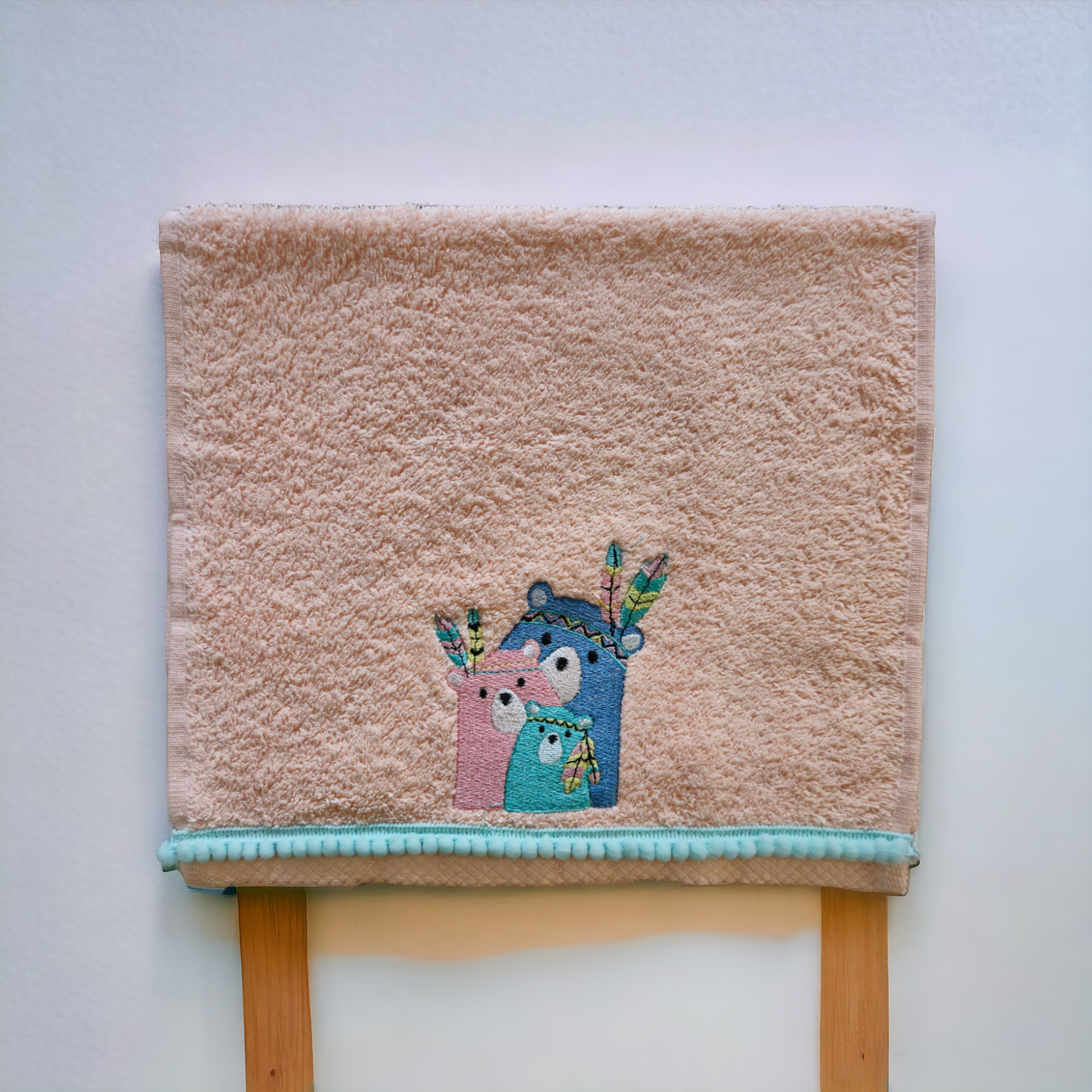 Kids Towel Pink Feather Bear 30x50cm