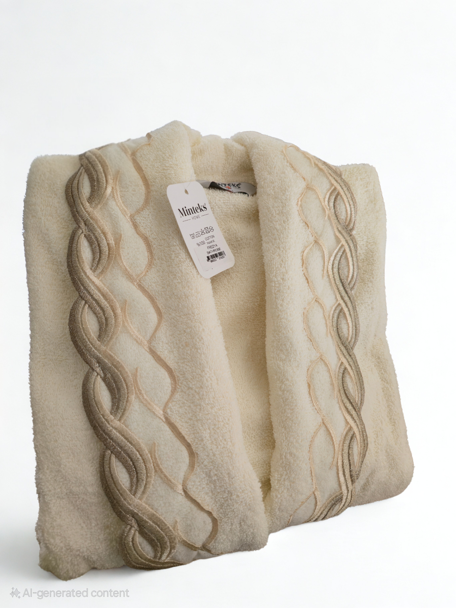 freyza ivory cotton bathrobe and robe folded, lightweight and comfortable for everyday use