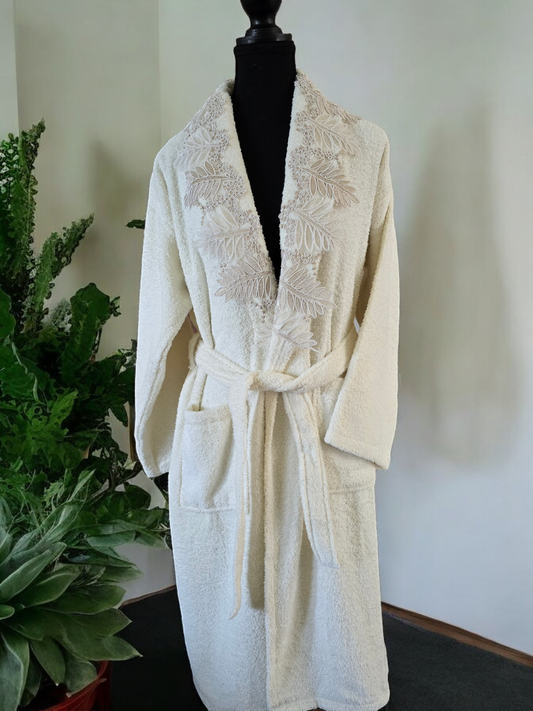 linda bathrobe on mannequin - soft, lightweight, stylish robe for comfort and relaxation