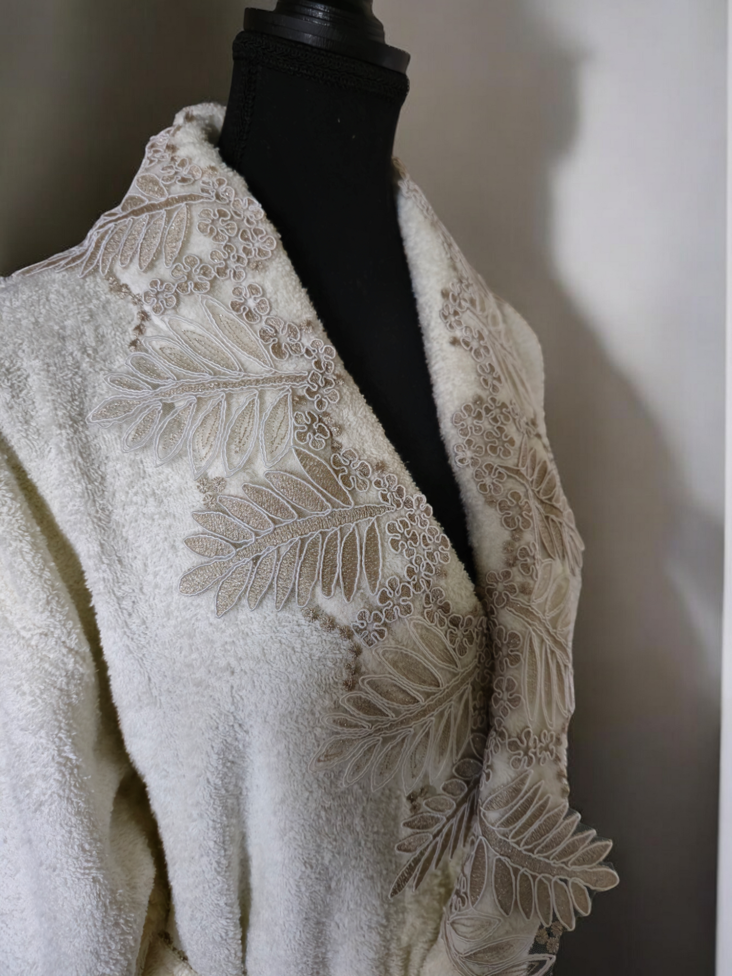 linda bathrobe on mannequin - soft, lightweight, stylish robe for comfort and relaxation