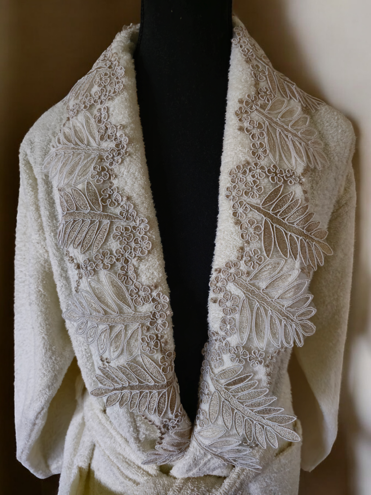 linda bathrobe on mannequin - soft, lightweight, stylish robe for comfort and relaxation