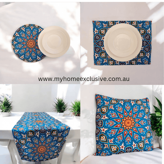 Turkish cotton kitchen décor, place mats and table runners. Traditional Turkish designs. Kitchen and lounge decor, stylish and unique kitchen and lounge room items. Gift ideas, housewarming gift. Colourful home designs.